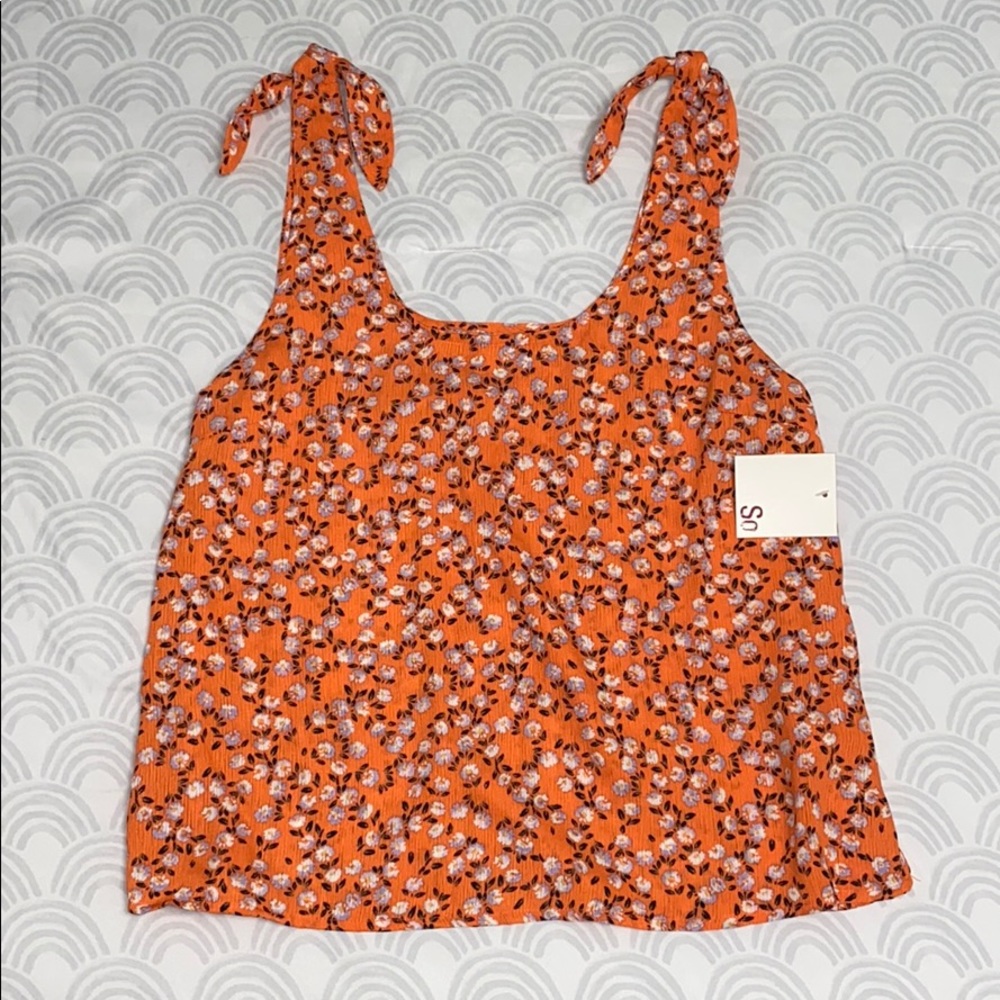 SO orange floral tank top